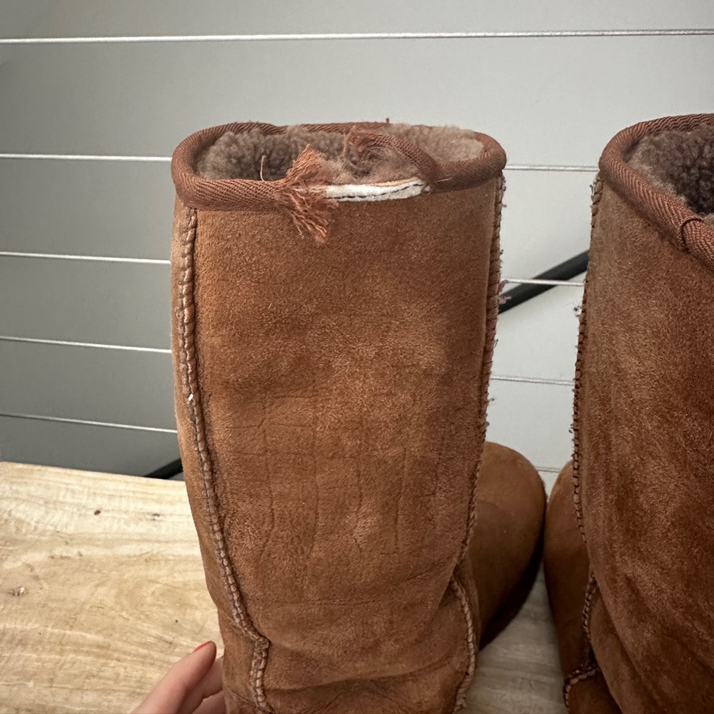 Ugg tan brown chestnut classic tall snakeskin print boot winter snow warm size 9 - Picture 7 of 9